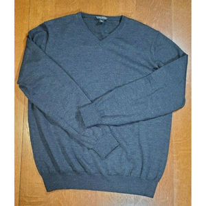 Paolo Mondo‎ Men’s XL Gray V-Neck Extra Fine Merino Wool Sweater